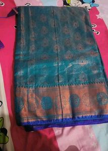 New Double Colour Saree With Stitchied Blouse