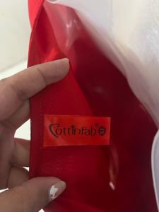 Cottinfab Branded Red Sequence Plus Size Top