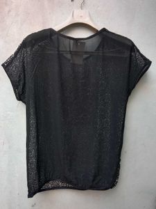 New With Tag Black Netted Cute Korean Top