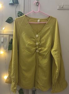 Mustard V-Neck Long Sleeve Top