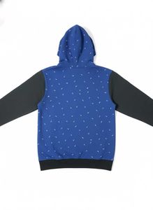 Blue Patterned Zip-Up Hoodie