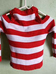 Crop Top White And Red