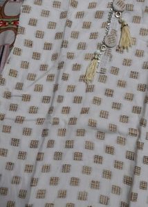 White Tunic with Brown Woven Check Print