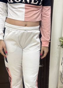 Trendy White Track Pants with pull over