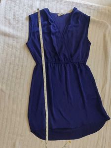 Blue Sleeveless V-Neck Dress