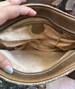 Auth Gucci Vintage 1973 Logo Gold Plated Bag