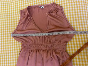 Satin Pink Sleeveless Dress Fits S-M
