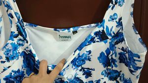 White And Blue Floral Dress