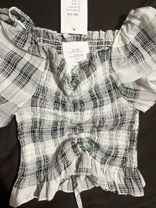 Plaid Smocked Top
