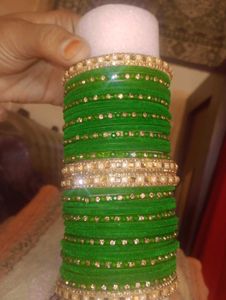 Green &amp; Gold Bangle Set
