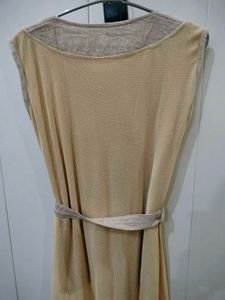 Cream Color Net Midi Dress