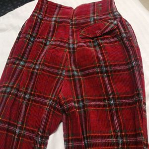 Red Plaid Corduroy Pants