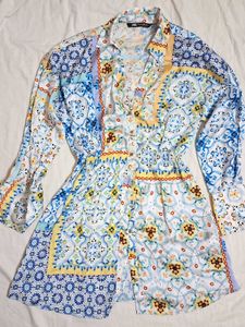 Zara Printed Mini Shirt Dress