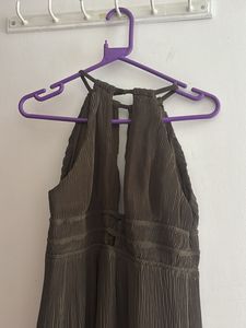 Elegant Olive Green Halter Dress