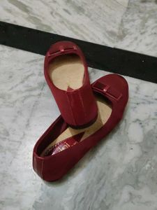 Burgundy Ballet Flats with Bow