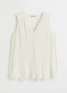Pleated Chiffon Top Cream Color