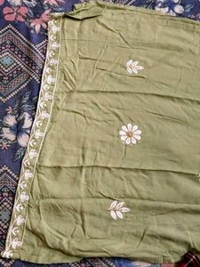 Olive Green Embroidered Kurti