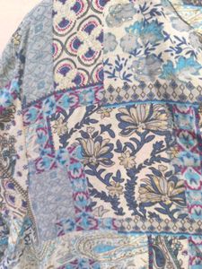 Blue patchwork Kurta with golden detailing