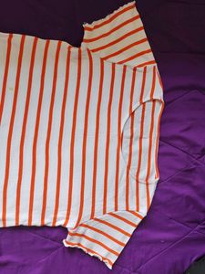 Summer Vibed Orange White Striped Top