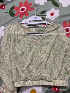 Green Floral Crop Top