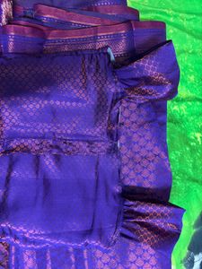 Its A Beautiful Purple Saree With Pretty Blouse