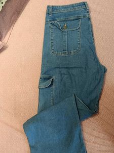 Blue Denim Cargo Pants