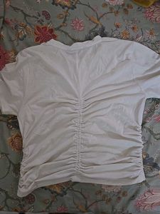 Plain White Rouched T Shirt