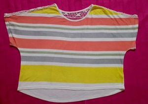 Striped Lace Crop Ti Shirt