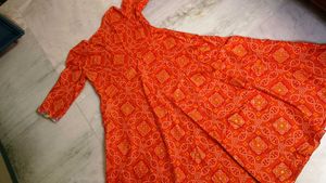 Orange Printed Gown