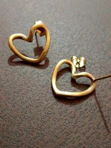 Gold Heart Stud Earrings