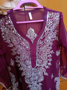 Elegant chikankari mirror Purple Kurta