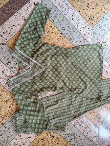 Green Printed Corset Kurta Set