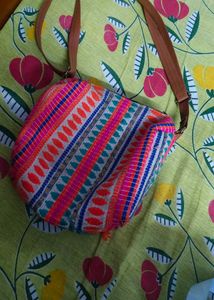 Colorful Thread work crossbody Bag