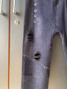 Distressed Denim Print Jeggings