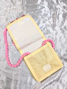 Beige/Pink Traditional Sling bag/Pouch