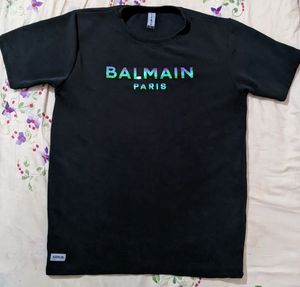 Balmain Paris Nice Quality Solid Black T Shirt, Dark Grey T Shirt, Zudio Original Beige T Shirt