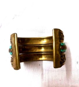 Turquoise and Coral Boho Cuff Bracelet