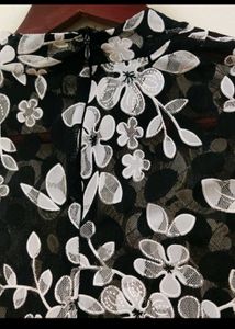 Floral black and white top