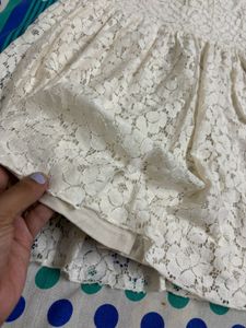 Beige Net Mini Dress For Girls