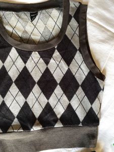 Argyle Knit Crop Top