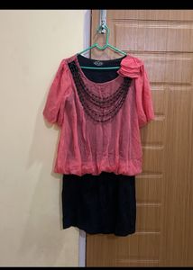 Coral & Black Dress