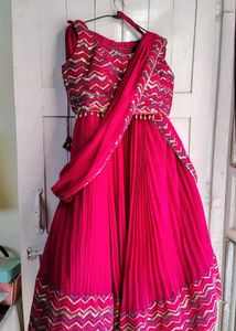 🔥Saree style Lehenga🩷 rani pink indo western
