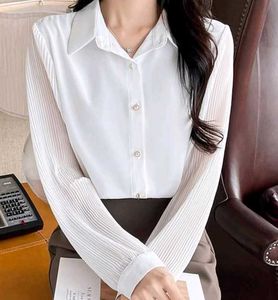 Elegant White Pleated Sleeve Shirt