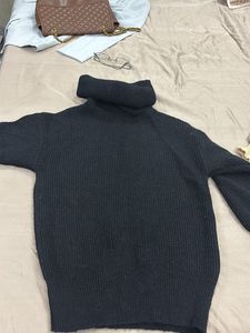 Black high neck woollen sweater