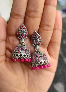 Pink Jhumka Earrings