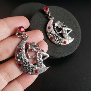 Chic Crescent Moon & Cowgirl Drop Earrings