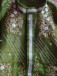 Green Embroidered Kurta Set