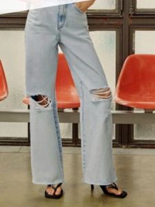 H&amp;M Wide Leg Adjustable High Waist Jean