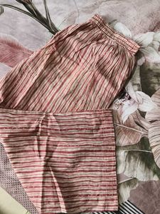 Women Red Printed Cotton Night Suit