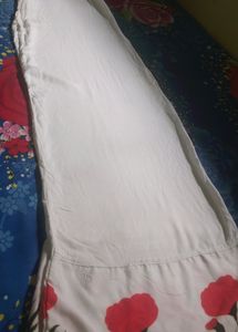 White Palazzo With Red Flowers In Bottom
